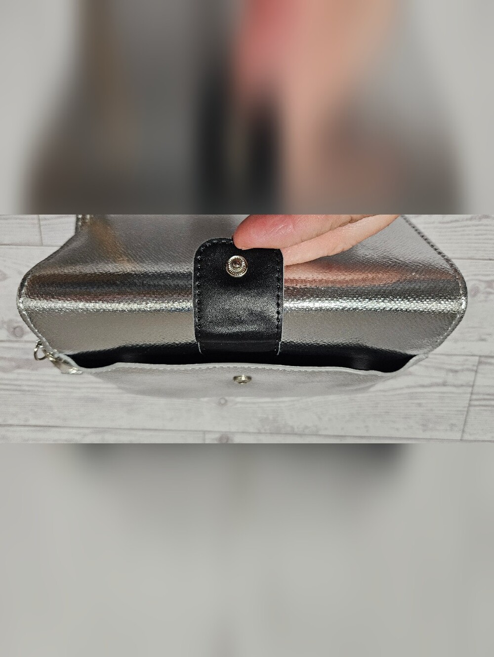 Metallic Silver Women's Clutch Wristlet - Picture 6 of 7